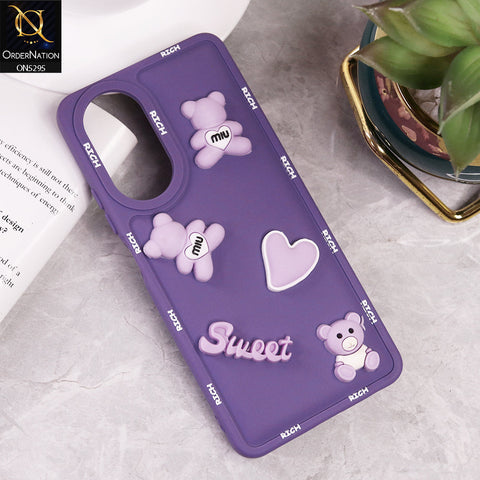 Oppo A78 4G Cover - Purple - Sweet Rich 3D Cartoon Silicone Case