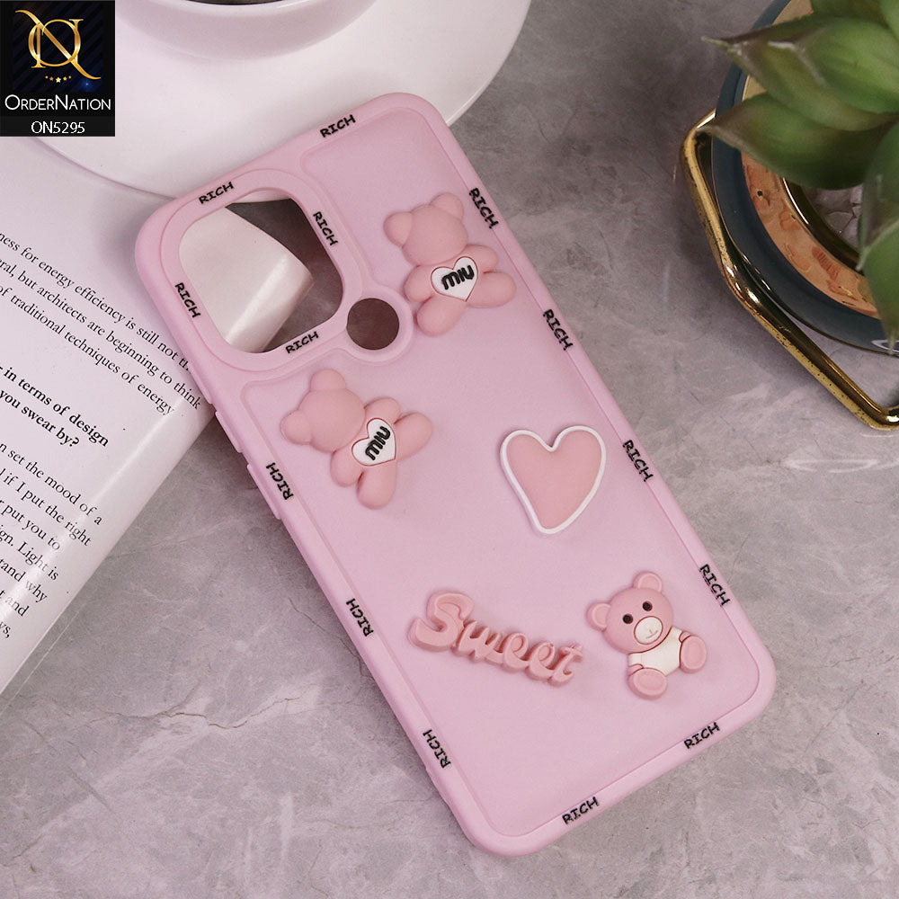 Xiaomi Redmi A2 Plus Cover - Pink - Sweet Rich 3D Cartoon Silicone Case