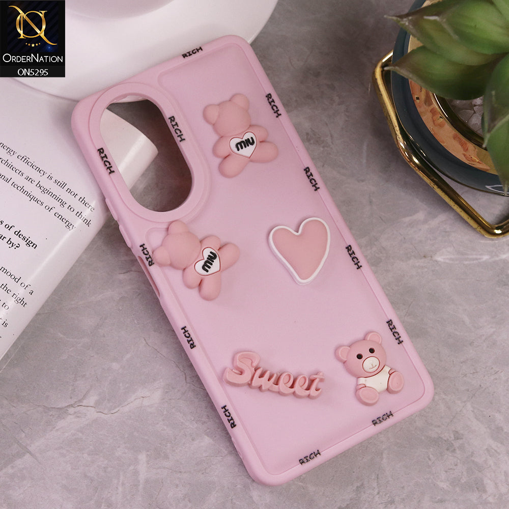 Realme C67 Cover - Pink - Sweet Rich 3D Cartoon Silicone Case