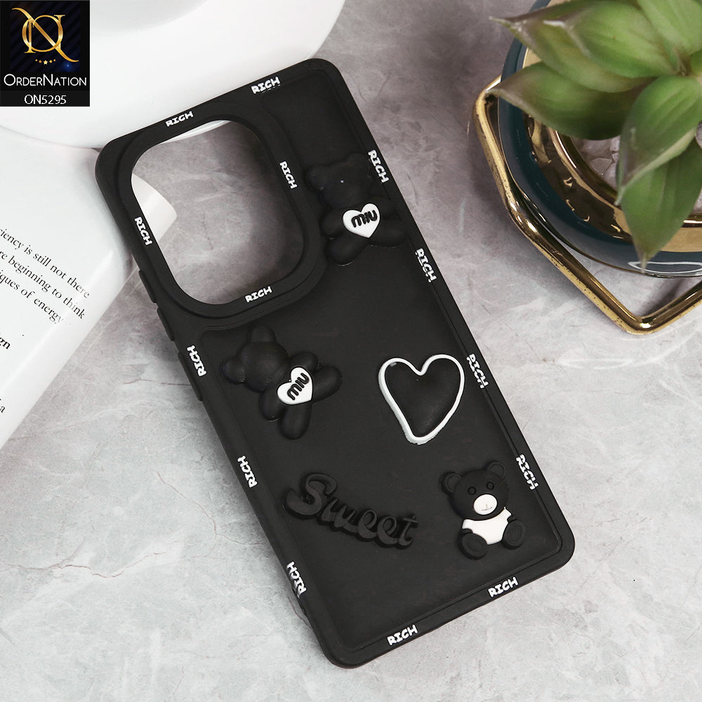 Xiaomi Redmi Note 13 Pro 4G Cover - Black - Sweet Rich 3D Cartoon Silicone Case