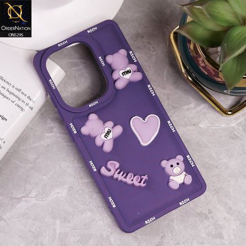 Xiaomi Poco M6 Pro 4G Cover - Purple - Sweet Rich 3D Cartoon Silicone Case