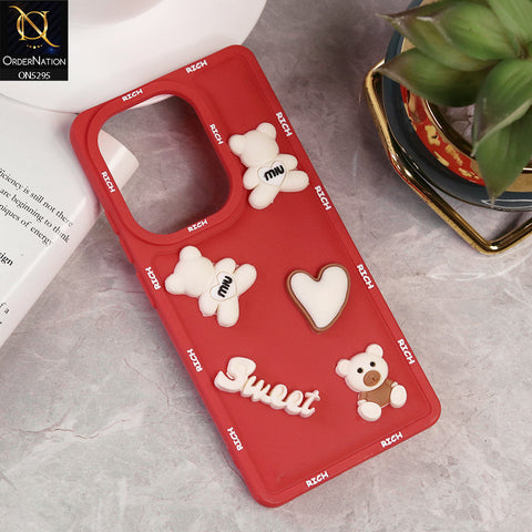 Xiaomi Redmi Note 13 Pro 4G Cover - Red - Sweet Rich 3D Cartoon Silicone Case