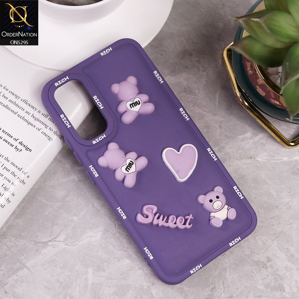 Samsung Galaxy A34 5G Cover - Purple - Sweet Rich 3D Cartoon Silicone Case