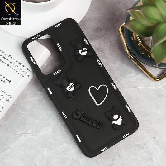 Vivo Y02A Cover - Black - Sweet Rich 3D Cartoon Silicone Case