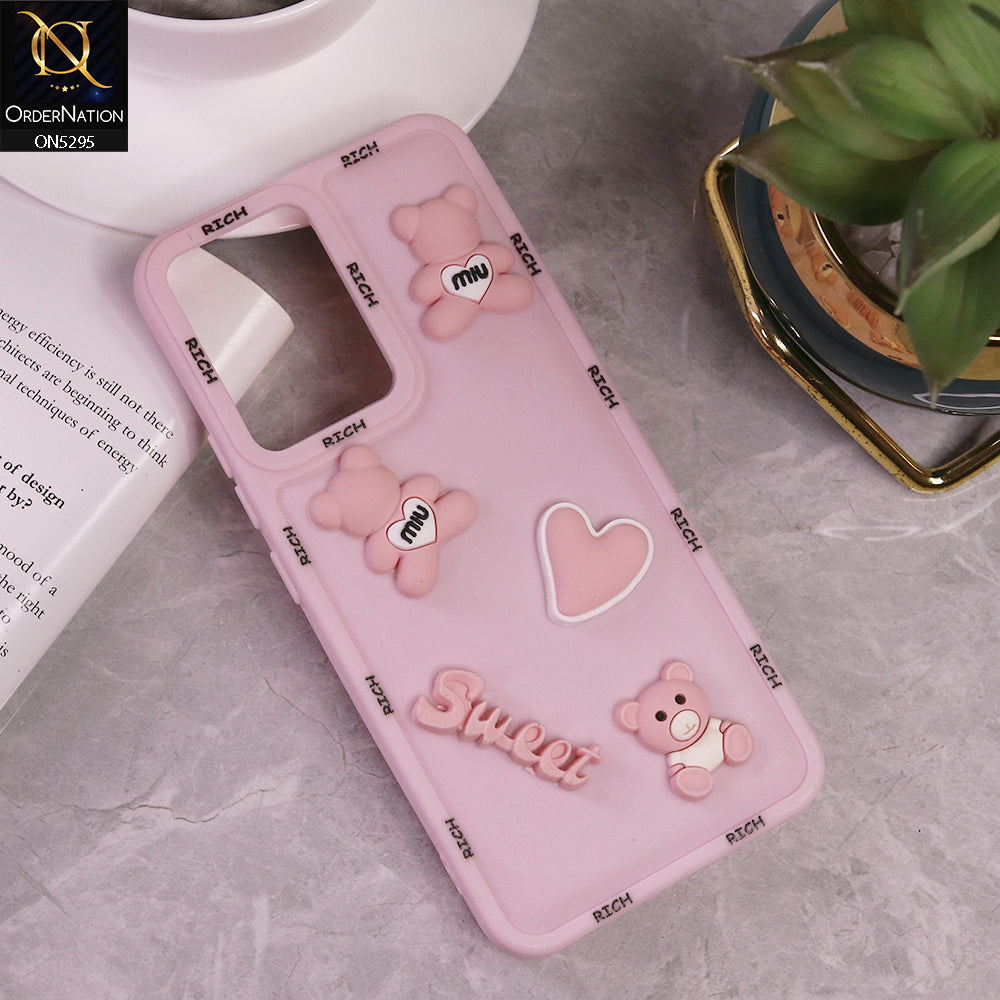 Vivo Y02 Cover - Pink - Sweet Rich 3D Cartoon Silicone Case