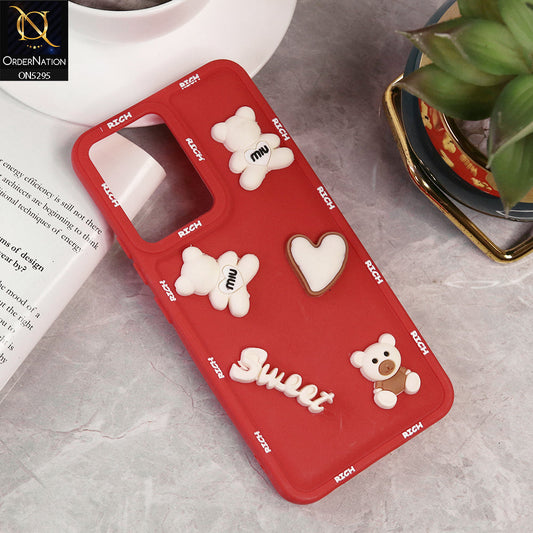 Vivo Y02t Cover - Red - Sweet Rich 3D Cartoon Silicone Case