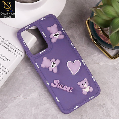 Vivo Y02 Cover - Purple - Sweet Rich 3D Cartoon Silicone Case