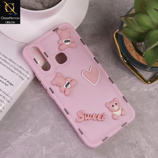 Vivo Y17 Cover - Pink - Sweet Rich 3D Cartoon Silicone Case