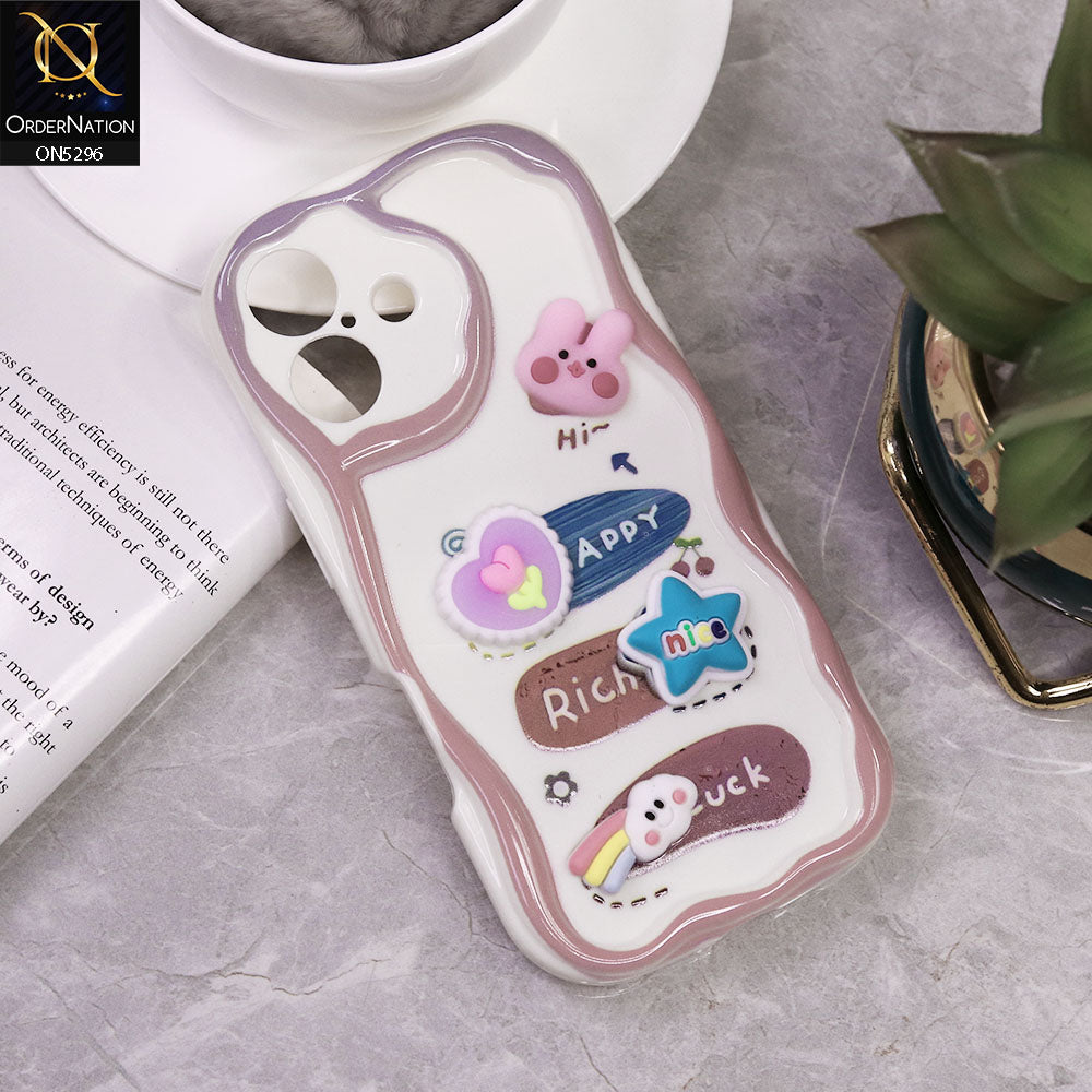 iPhone 16 Cover - Design 6 - Cute 3D Cartoon Soft Silicon Helix Soft Borders Camera Protection Case