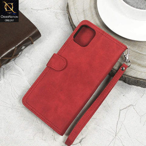 Iphone 12 Mini Cover - Red - Trendy Premium Leather Flip Book Wallet Card Holder Case With Mirror