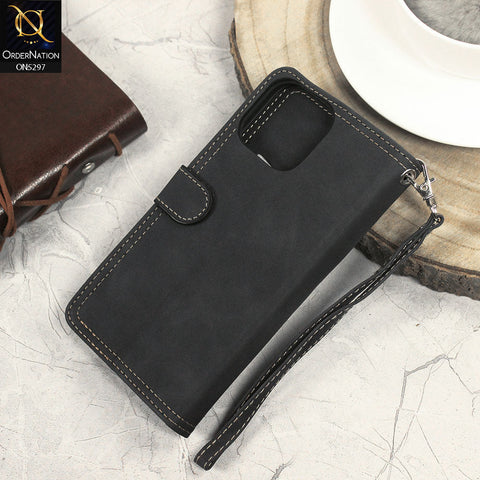 Iphone 13 Pro  Cover - Black - Trendy Premium Leather Flip Book Wallet Card Holder Case With Mirror