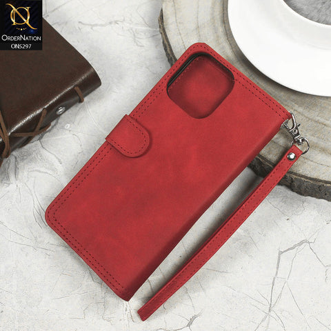 Iphone 13 Pro  Cover - Red - Trendy Premium Leather Flip Book Wallet Card Holder Case With Mirror