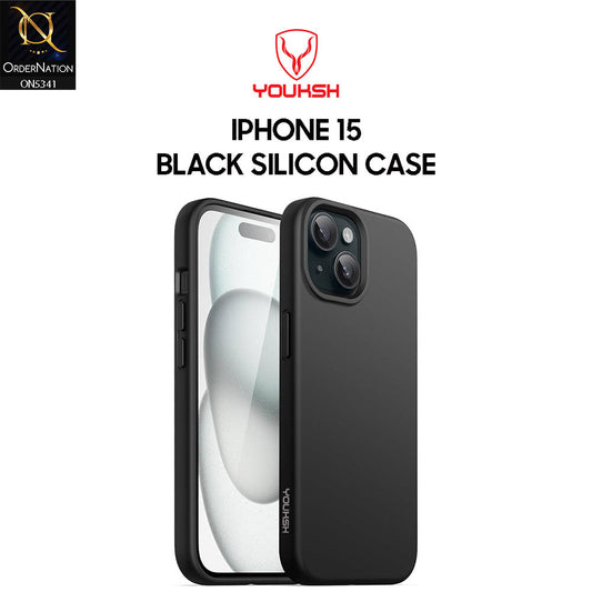 iPhone 15 Cover - Black - Youksh Soft Silicon Case