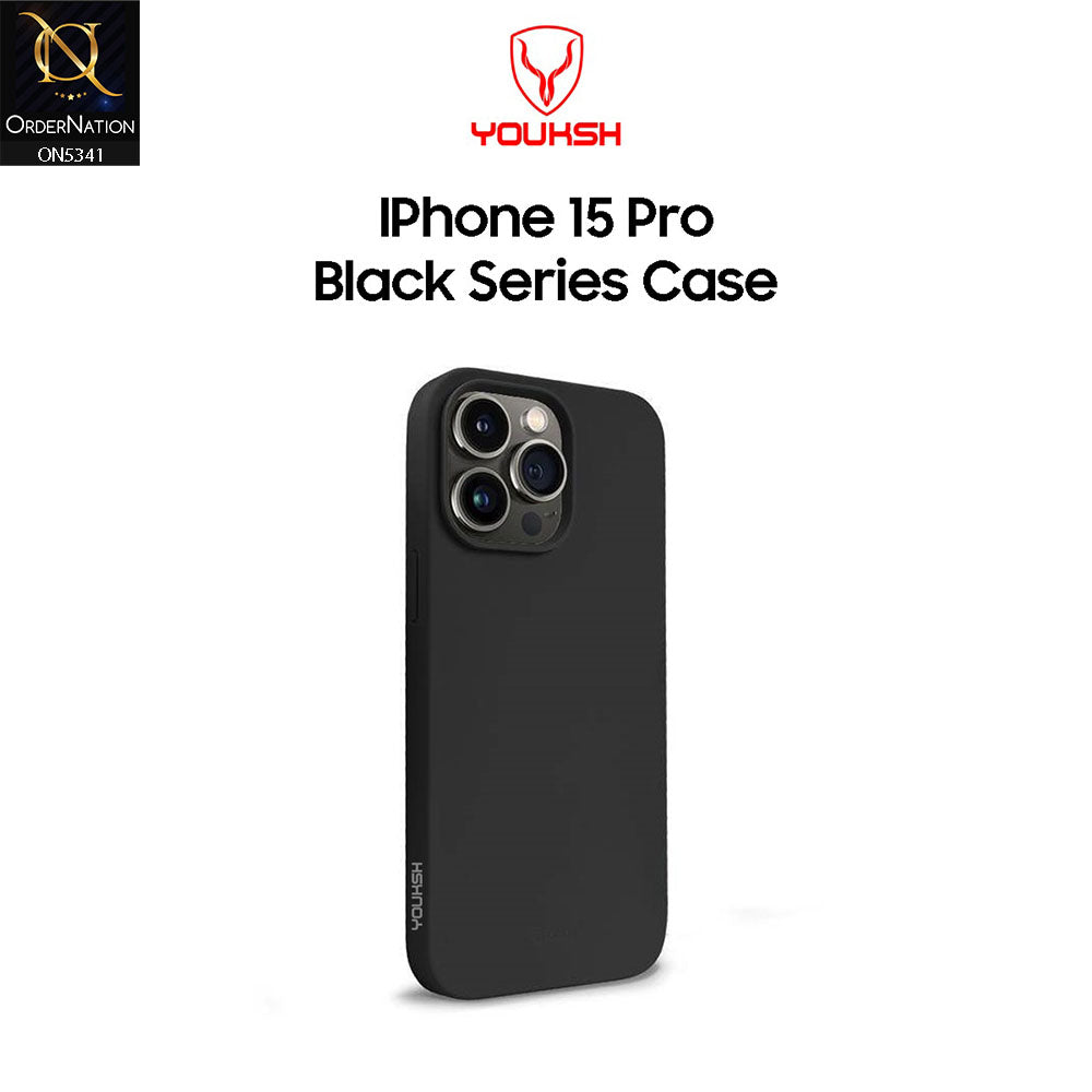 iPhone 15 Pro Cover - Black - Youksh Soft Silicon Case