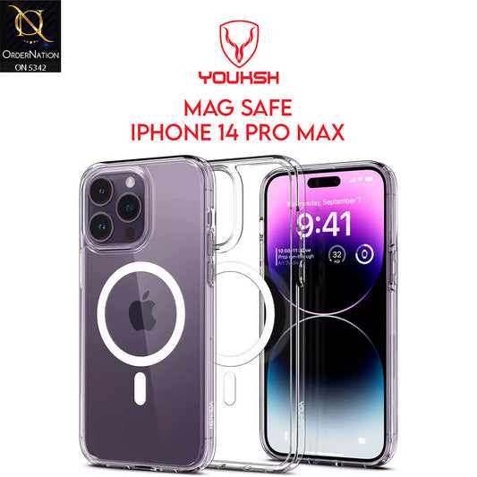 iPhone 14 Pro Max Cover - Transparent - Youksh Magsafe Clear Soft Borders Case