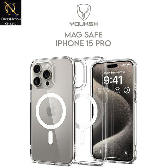 iPhone 15 Pro Cover - Transparent - Youksh Magsafe Clear Soft Borders Case