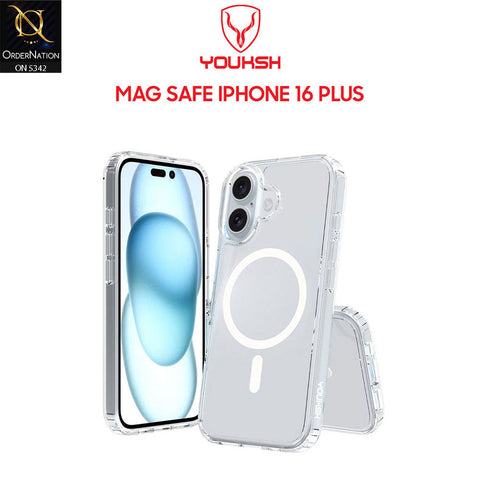 iPhone 16 Plus Cover - Transparent - Youksh Magsafe Clear Soft Borders Case