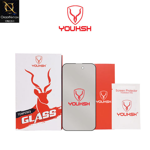 IPhone 16 Plus Screen Protector - Black - Youksh Privacy Anti Static Glass Screen Protector