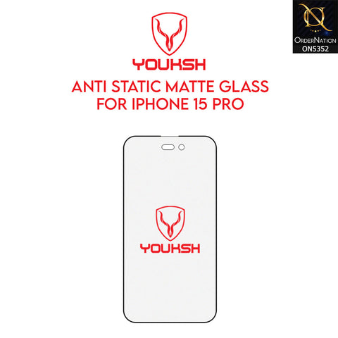 iPhone 15 Pro Cover - Transparent - Youksh Matte AntiStatic Glass Protector