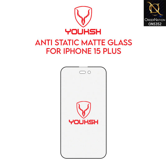 iPhone 15 Plus Cover - Transparent - Youksh Matte AntiStatic Glass Protector