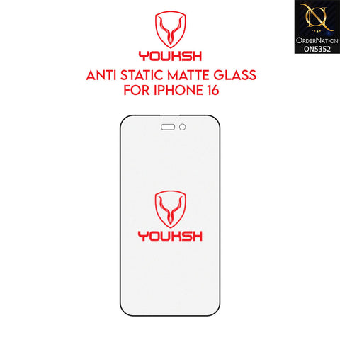 iPhone 16 Cover - Transparent - Youksh Matte AntiStatic Glass Protector