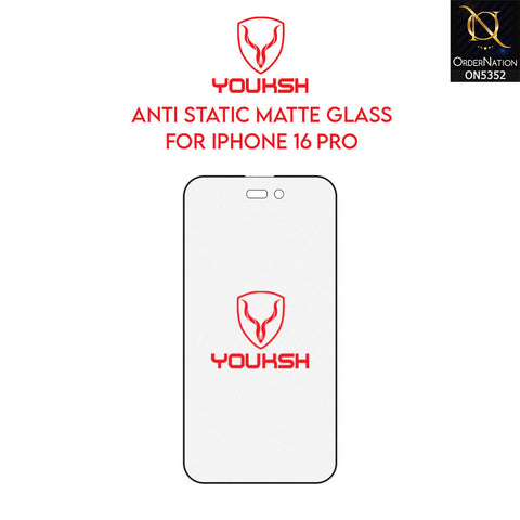 iPhone 16 Pro Cover - Transparent - Youksh Matte AntiStatic Glass Protector