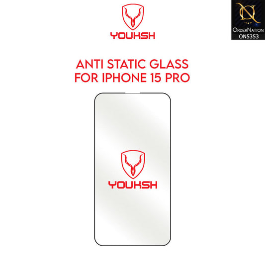 iPhone 15 Pro Cover - Transparent - Youksh AntiStatic Glass Protector