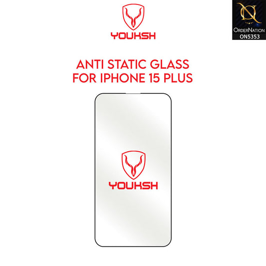 iPhone 15 Plus Cover - Transparent - Youksh AntiStatic Glass Protector