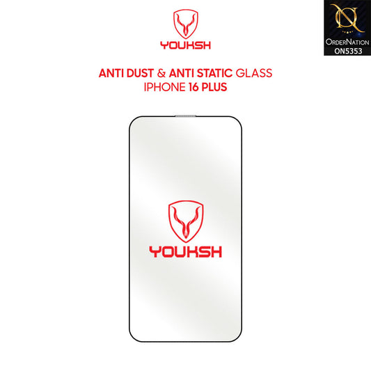 iPhone 16 Plus Cover - Transparent - Youksh AntiStatic Glass Protector