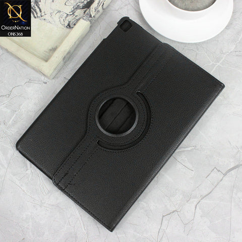 iPad (7th gen) 10.2-inch (2019) Cover - Black - 360 Rotating Pu Leather Flip Smart Protective Cover Casing