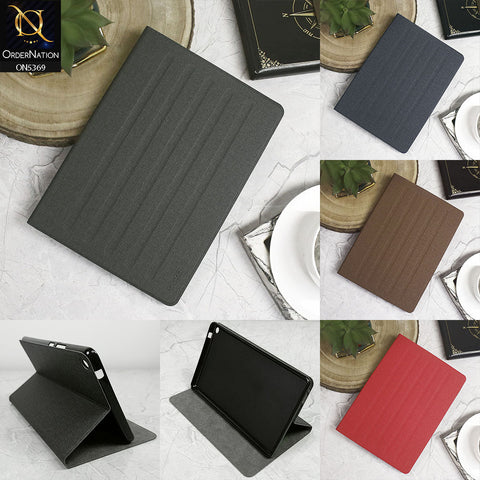 Samsung Tab A 10.1 / T580 / T585 (2016) Cover - Black - Octo PU Leather Fabric Texture Bifold Stand Flip Book Soft Case
