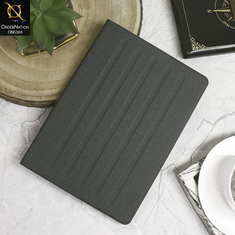 Huawei MediaPad T3 10 Cover - Black - Octo PU Leather Fabric Texture Bifold Stand Flip Book Soft Case