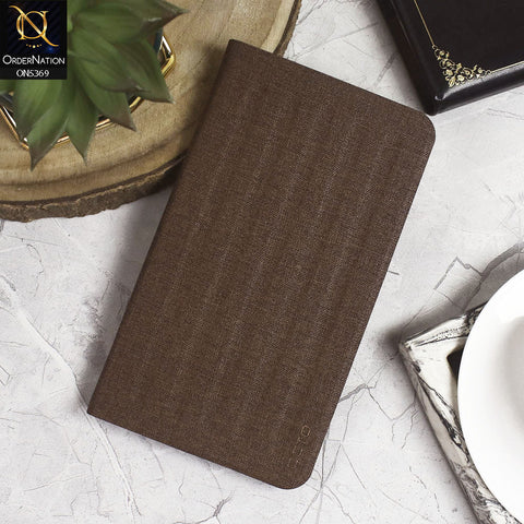 Samsung Tab A 7.0 / T280 (2016) Cover - Brown - Octo PU Leather Fabric Texture Bifold Stand Flip Book Soft Case