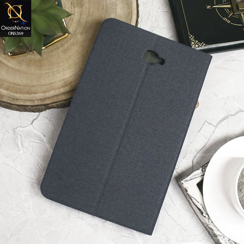 Samsung Tab A 10.1 / T580 / T585 (2016) Cover - Blue - Octo PU Leather Fabric Texture Bifold Stand Flip Book Soft Case