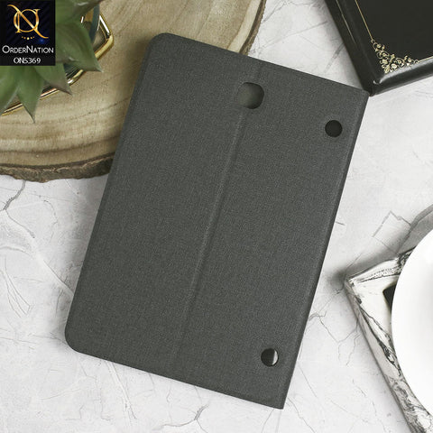 Samsung Tab S2 8.0 / T710 / T715 (2015) Cover - Black - Octo PU Leather Fabric Texture Bifold Stand Flip Book Soft Case