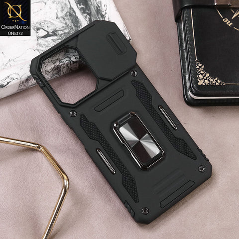 Xiaomi Redmi 13C Cover - Black - New HQ Heavy  Duty Hybrid Protective Case With 360 Rotatable Kickstand Holder
