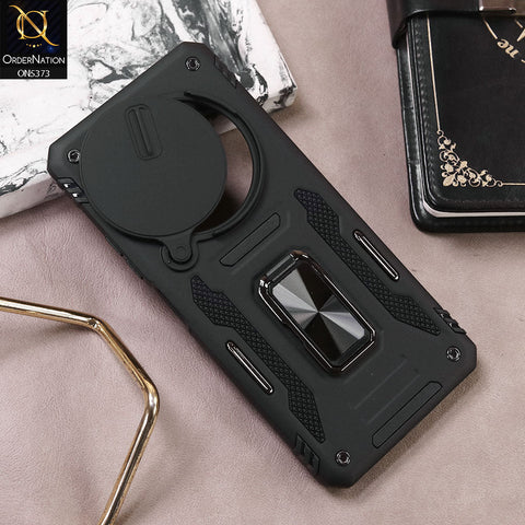 Xiaomi Redmi 14C Cover - Black - New HQ Heavy Duty Hybrid Protective Case With 360 Rotatable Kickstand Holder