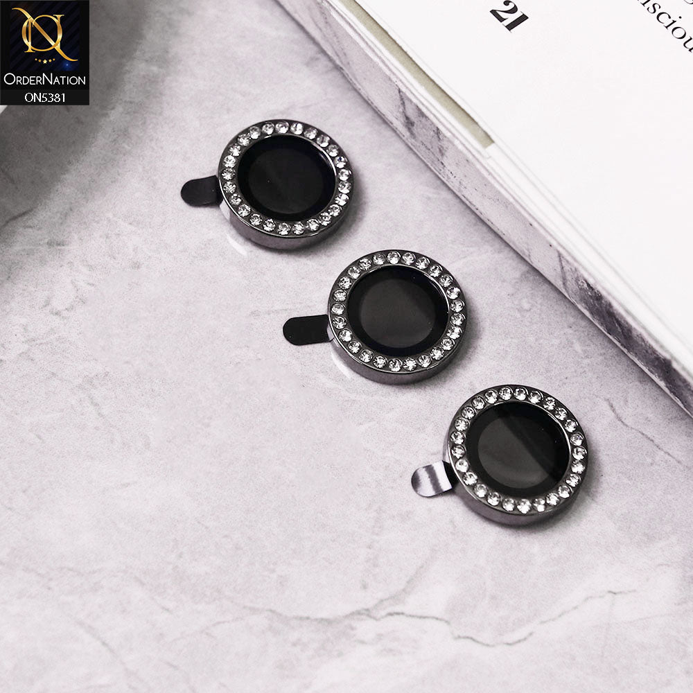Samsung Galaxy A16 Camera Protector - Black - Rhinestones Diamond Inlaid Camera Lens Rings Protector