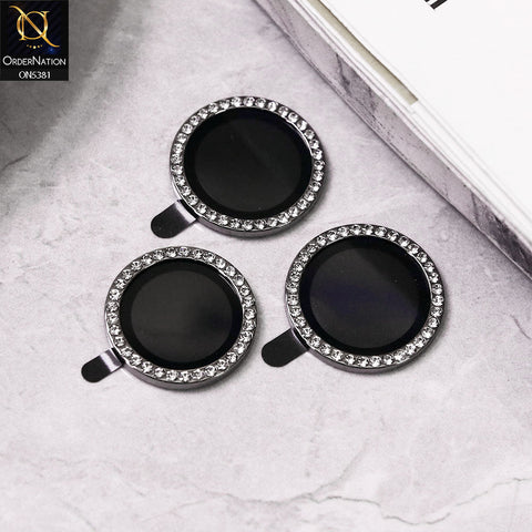 Tecno Spark 20 Camera Protector - Black - Rhinestones Diamond Inlaid Camera Lens Rings Protector