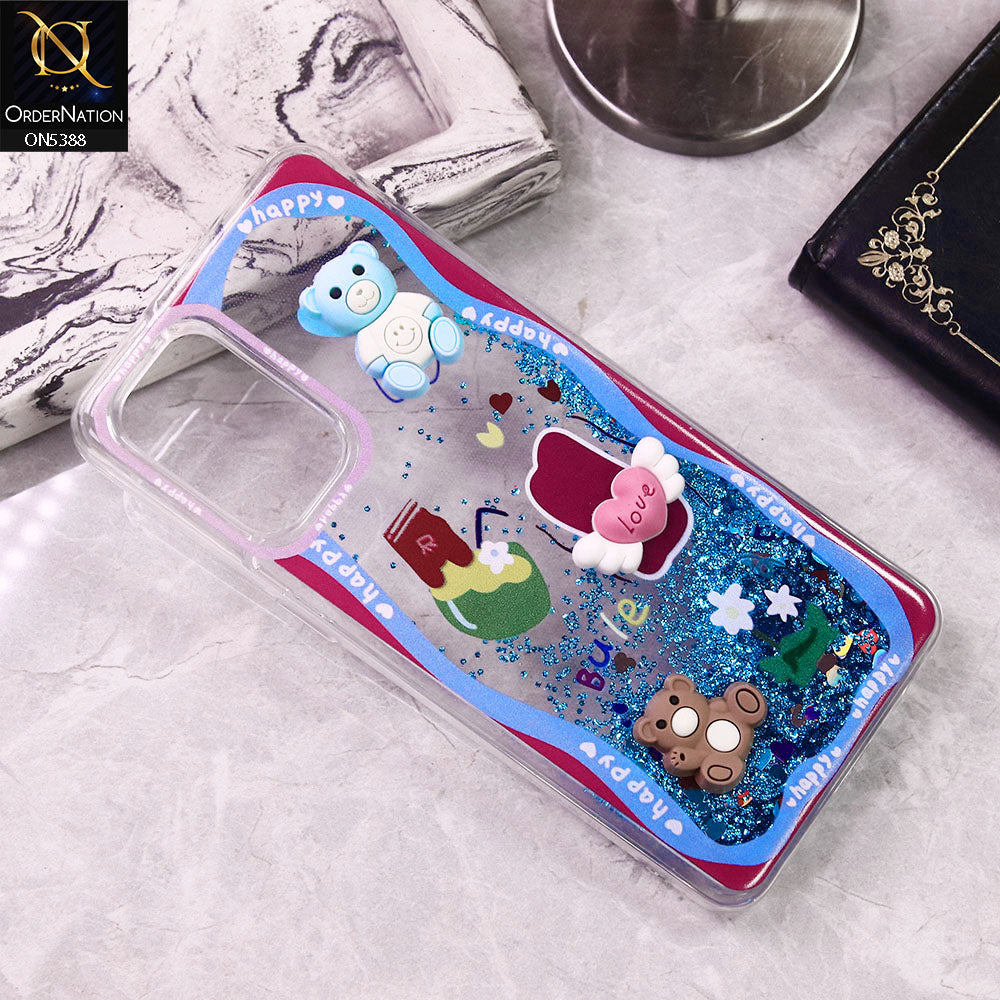 Oppo Reno 6 Cover - Design2 - Cute 3D Cartoon (Moving Glitters) Transparent Soft Case