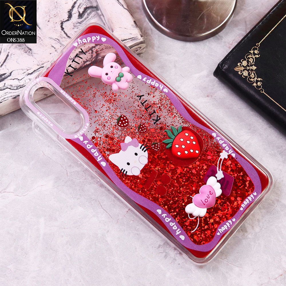 Vivo S1 Cover - Design1 - Cute 3D Cartoon (Moving Glitters) Transparent Soft Case