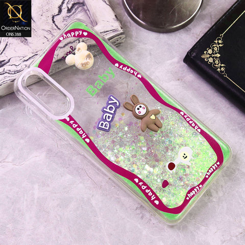 Vivo S1 Cover - Design3 - Cute 3D Cartoon (Moving Glitters) Transparent Soft Case