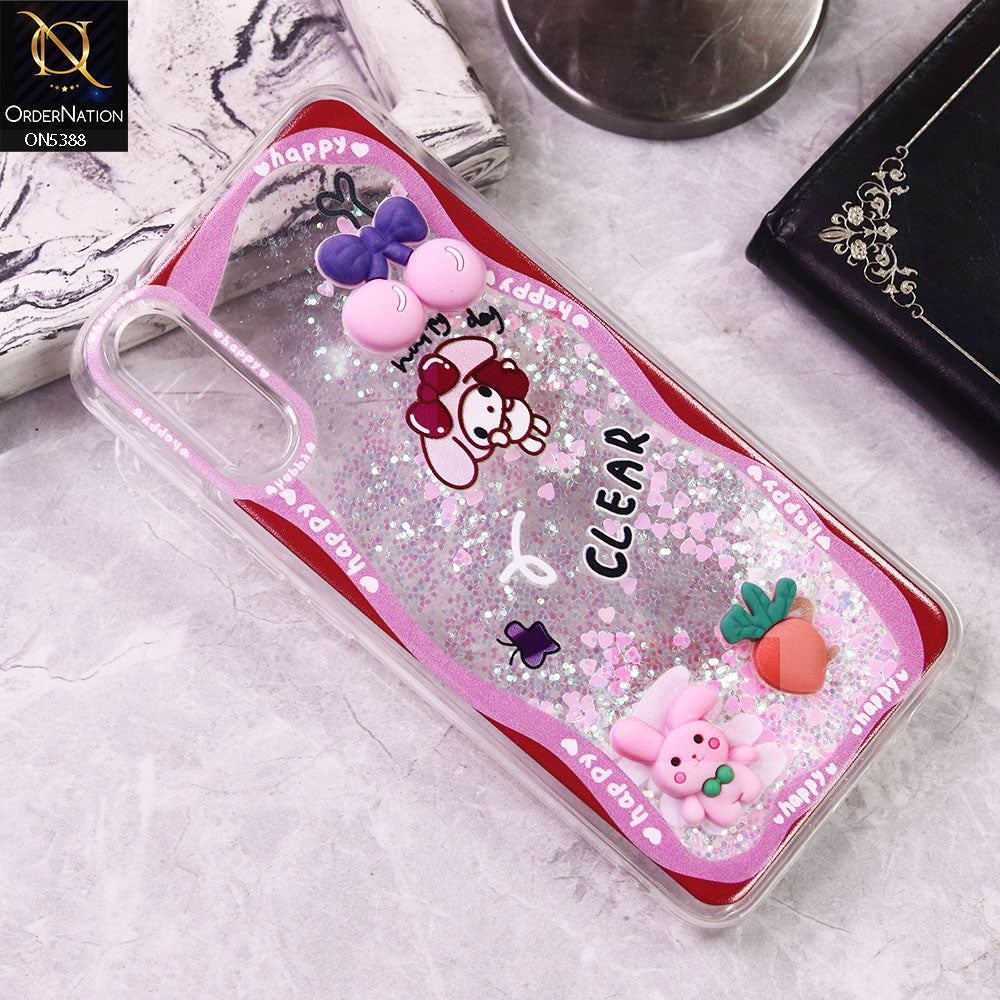 Vivo S1 Cover - Design7 - Cute 3D Cartoon (Moving Glitters) Transparent Soft Case