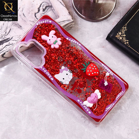 Samsung Galaxy A32 Cover - Design1 - Cute 3D Cartoon (Moving Glitters) Transparent Soft Case