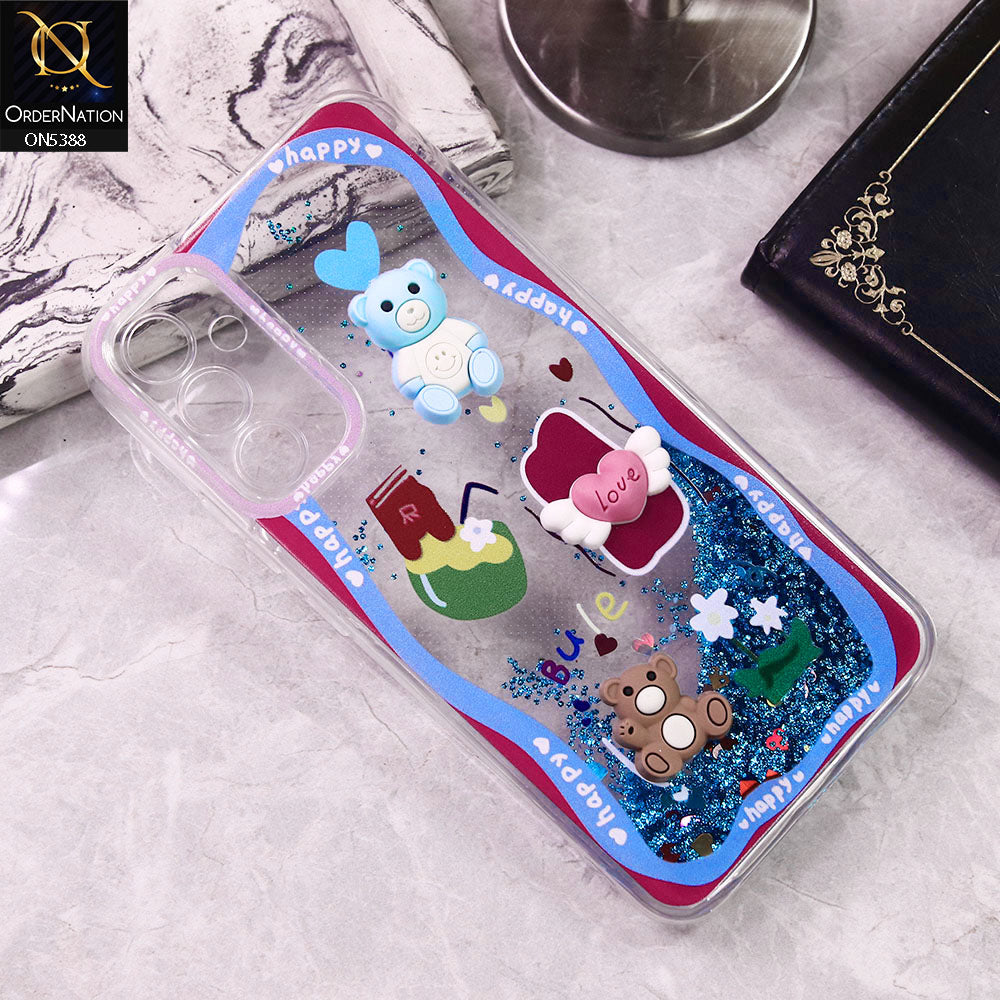 Samsung Galaxy A34 5G Cover - Design2 - Cute 3D Cartoon (Moving Glitters) Transparent Soft Case