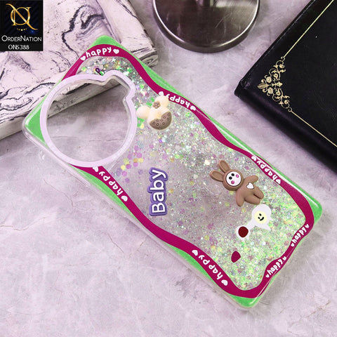 Tecno Spark 20 Pro Plus Cover - Design3 - Cute 3D Cartoon (Moving Glitters) Transparent Soft Case