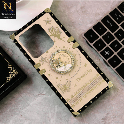Tecno Spark 4 Cover - Golden - Trendy Flower Fairy Stylish Soft Square Trunk Case