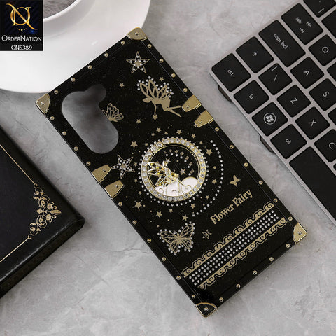Vivo Y03 Cover - Black - Trendy Flower Fairy Stylish Soft Square Trunk Case