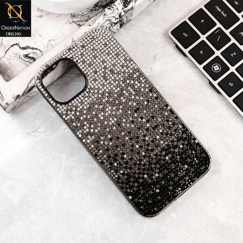 iPhone 12 Pro Cover - Gray -  Luxurious Gradiant Rhinestone Soft border Shiny Case