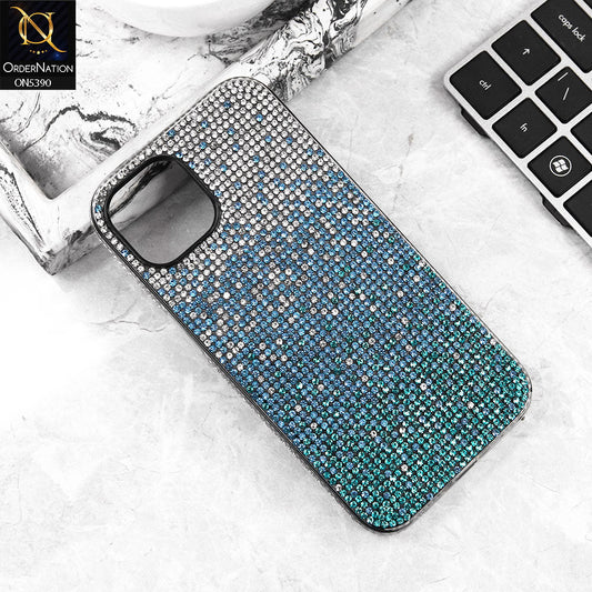 iPhone 13 Cover - Blue -  Luxurious Gradiant Rhinestone Soft border Shiny Case